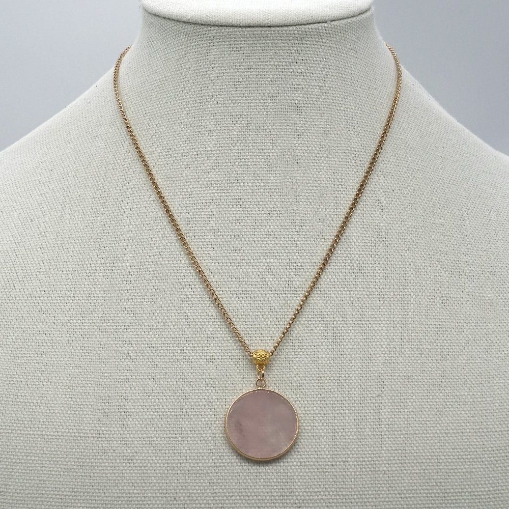 Genuine Rose Quartz stone with  link chain.